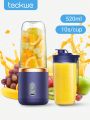 Teckwe Portable Juicer Cup,Smoothie Blender Cup,18000RPM Wireless Mini Charging Fruit Squeezer,Usb Rechargeable 6 Blades Juicer For Home,Kitchen,Travel,Sports 520ML