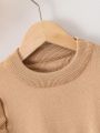 Little Girls' Contrast Color Ruffle Trim Sweater