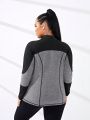 Street Sport Plus Colorblock Top-stitching Zip Up Sports Jacket