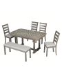 Nestfair Rubber Wood 6-Piece Dining Table Set with 4 Chairs and Bench