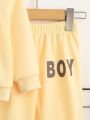 Baby Boys' Letter And Eagle Printed Hoodie And Long Pants Set