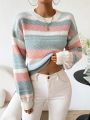 Women'S Color Block Loose Shoulder Sweater