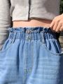 Tween Girls' Retro High Waisted Pleated Loose Fit Comfortable Light Washed Denim Cropped Pants With Tapered Leg