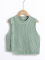 SHEIN Young Boy Asymmetrical Hem Sweater Vest With Button Decoration