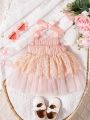 SHEIN Elegant & Romantic Baby Girl Tulle & Lace 3d Heart Photo Shoot Costume & Prop