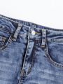 SHEIN Tween Boy Ripped Frayed Cat Scratch Skinny Jeans