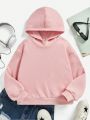 Tween Girls' Casual Hoodie With Cartoon Letter Prints Long Sleeve, Suitable For Autumn And Winter