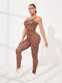 SHEIN VARSITIE Sports Yoga Basic  Prints With Jumpsuit