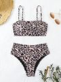 SHEIN Swim Vcay Women's Leopard Print Swimwear Set