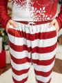 SHEIN Men Christmas Print Tee & Striped Sweatpants