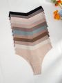 12pcs Solid Color Thong Underwear