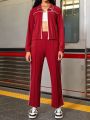 SHEIN Street Sport Women'S Contrast Zipper Sports Suit