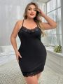 Plus Size Hollow Out Detail Lace Back Nightgown