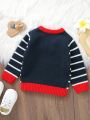 Baby Boy Cartoon & Striped Pattern Sweater for Christmas