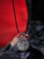 Game of Thrones X SHEIN Antique Silver Plated Zinc Alloy Dragon Shaped Pendant Necklace With Red Rhinestone
