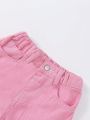 Toddler Girls' Cute Yet Elegant Denim Cargo Pants