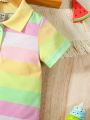 SHEIN Baby Girl Colorblock Polo Neck Tee Dress