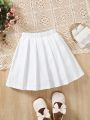 SHEIN Kids SUNSHNE White Pleated Skirt For Young Girls