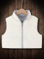 Tween Girl 1pc Zipper Front Reversible Vest Puffer Coat