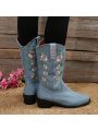 Women's Denim Embroidered Boots