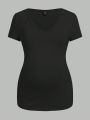 SHEIN 3pcs Pregnant Women's Solid Color V-Neck T-Shirt