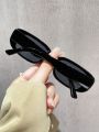 1pc Men's Fashionable Square Black Glasses Suitable For Daily Use