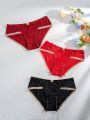 3pcs/Set Lace Trimmed Triangle Panties