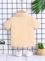 Baby Boys' Short Sleeve T-Shirt With Lovely Bear Embroidery For Summer