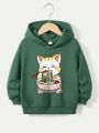 Toddler Boys' Casual Cartoon Pattern Long Sleeve Hooded Sweatshirt For Autumn And Winter