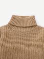 Teen Girls Turtleneck Lantern Sleeve Pullover Sweater
