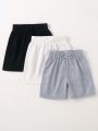 SHEIN Kids EVRYDAY 3pcs/set Toddler Boys' Comfortable Solid Color Casual Shorts For Daily Wear And Sports In Spring/summer