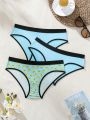 SHEIN 3pcs/set Women's Cute Colorblock Triangle Panties With Duckling Pattern