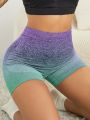 Ombre Graphic High Stretch Seamless Breathable Softness Sports Shorts