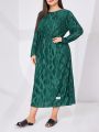SHEIN Mulvari Plus Size Women's Long Sleeve Pleated Dress