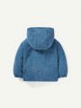 Cozy Cub Baby Boy Letter Graphic Flap Pocket Teddy Lined Hooded Coat