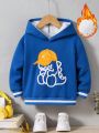 SHEIN Young Boy Cartoon Flocking Thermal Lined Hoodie