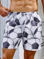 Men's Soccer Printed Drawstring Waist Beach Shorts