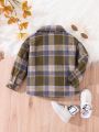 Baby Boy Plaid Print Flap Detail Coat Without Tee