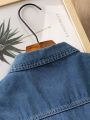 Teen Boys' New Casual Fashionable Slim Fit Water Wash Chambray Denim Jacket