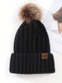 Morgan Mondays Co Winter Warm Knitted Beanie Hat With Pom Pom Ball And No Rim