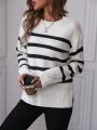 Round Neck Striped Knitted Sweater