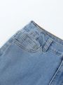 Teen Girls' Mid Blue Wash Skinny Flared Jeans