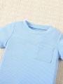 Baby Boys' Casual Plaid Pocket Short Sleeve Shirt And Shorts Set