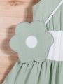 SHEIN Kids SUNSHNE Girls' Fresh Color Block Cute Summer Cami Dress