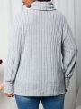 SHEIN LUNE Plus Size Women'S Turtleneck Long Sleeve Sweatshirt