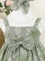 Newborn Baby Floral Print Bow Front Dress & Accessory Headband