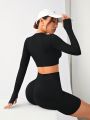 Yoga Basic Women's Solid Color Slim Fit Sports Suit