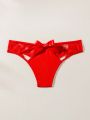Women'S Bowknot Embellished Hollow Out Splice Lace Triangle Panties