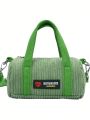 Fashionable & Simple Green Corduroy Women's Handbag