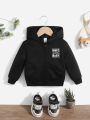 SHEIN Baby Letter Graphic Zip Up Hoodie